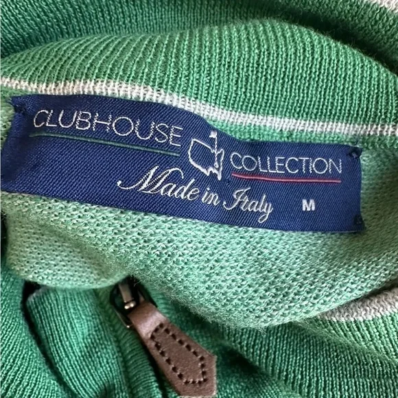 Men Augusta National Clubhouse Quarter Zip Up Made In Italy Masters wool vest M - Picture 9 of 9
